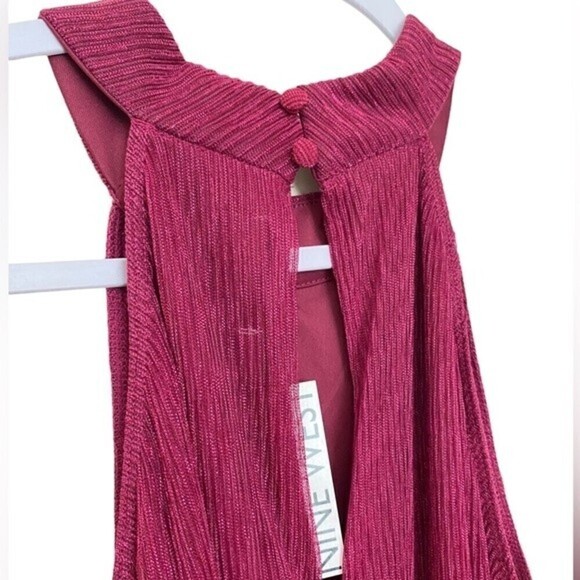 Nine West Dresses Nine West Mockneck SleevelesSwing Mini Dress Metallic Burgundy - Picture 5 of 15